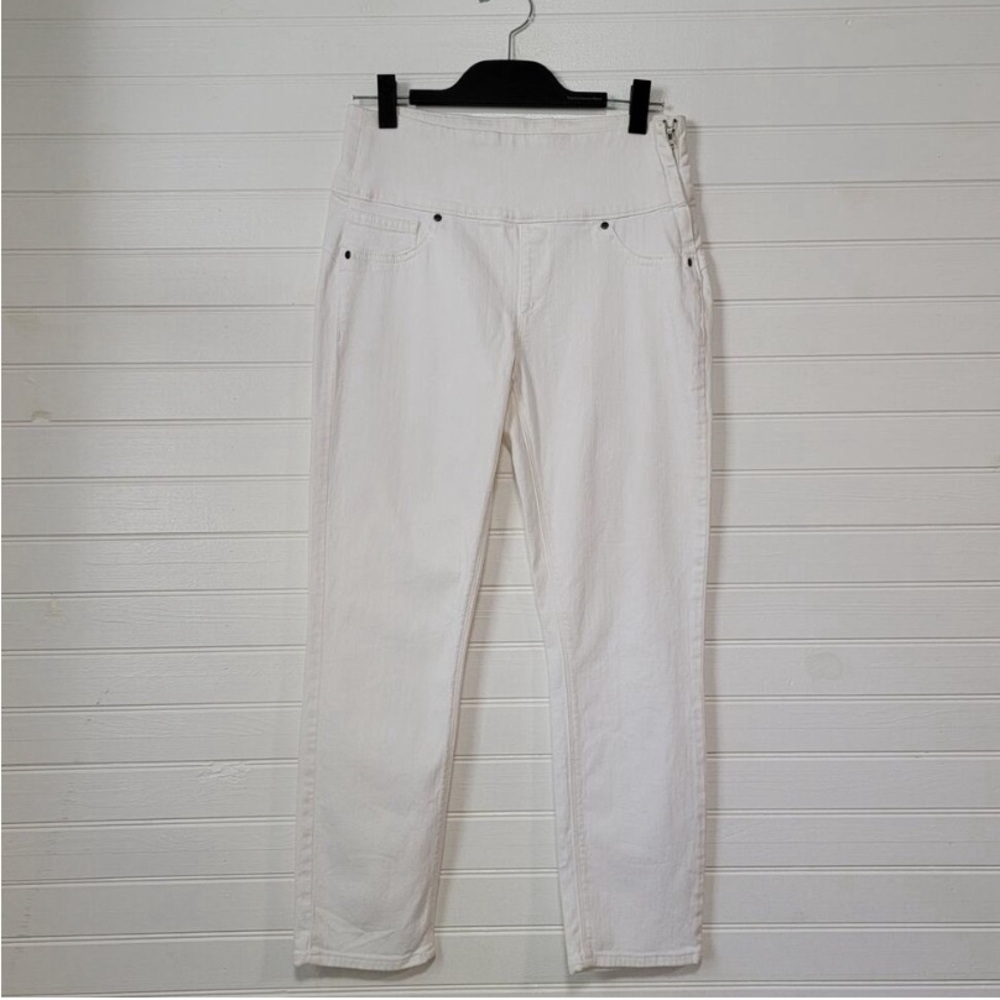 SPANX White Zip Ankle-Length Cropped Jeans